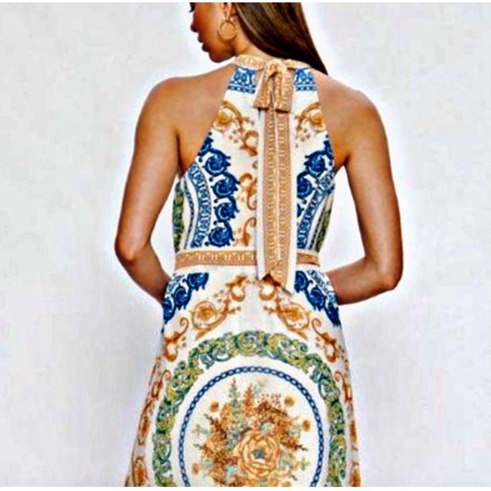Jealous Tomato Baroque Print Halter A-line Maxi Dress S - Picture 3 of 9